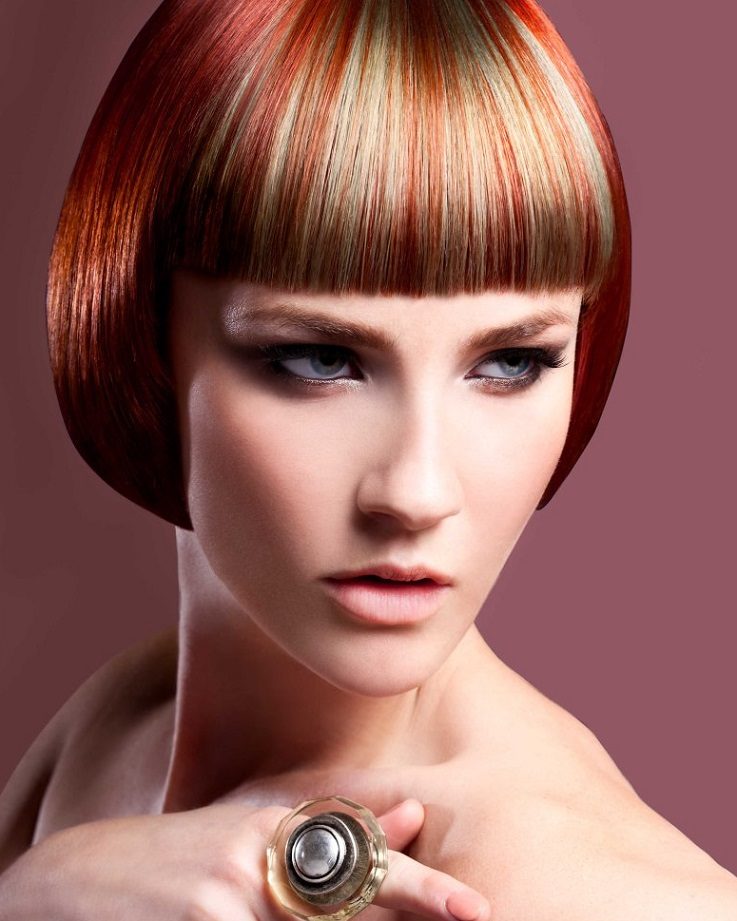 Вариант окрашивания коротких волос в два цвета