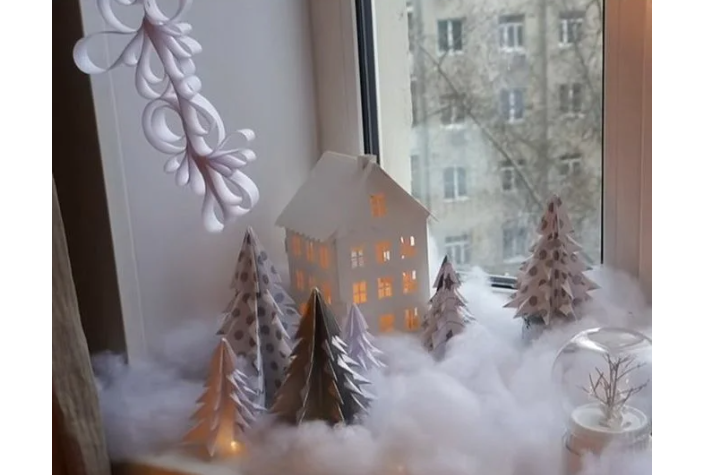 Украшение окон на новый год
