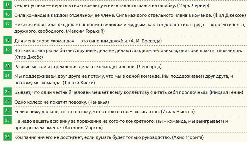 Фразы про работу в команде