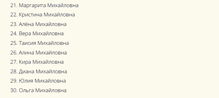 Имена для девочки, подходящие к отчеству михайловна