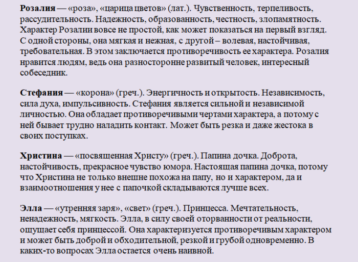 Имена для девочки, подходящие к отчеству михайловна