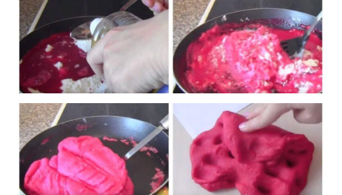 Процесс приготовления воздушного пластилина как play doh