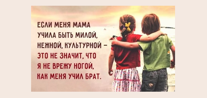 Короткие цитаты и афоризмы про родных старшего брата и младшую сестру