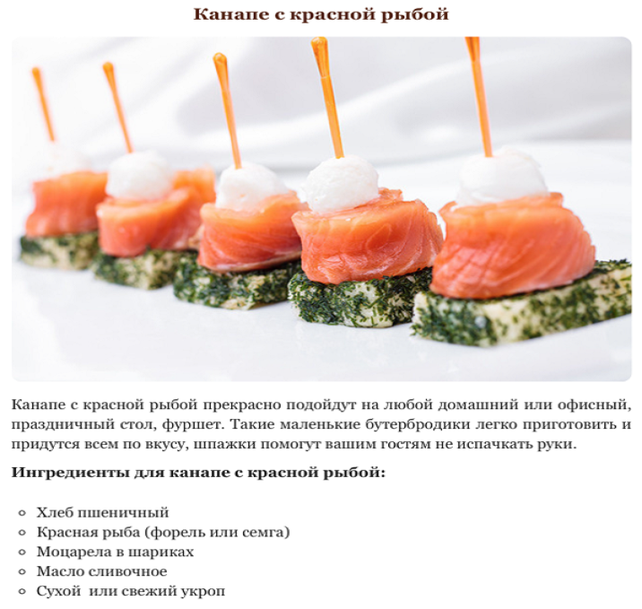 Рецепт канапе с красной рыбой