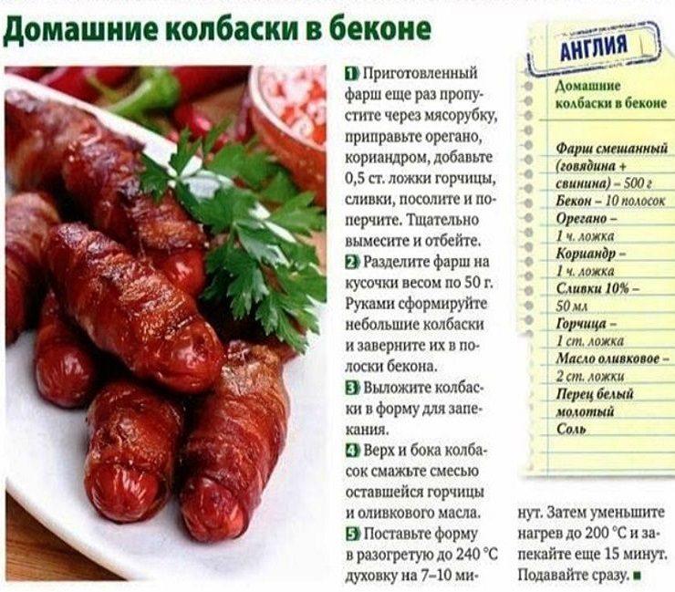 Домашние колбаски в беконе