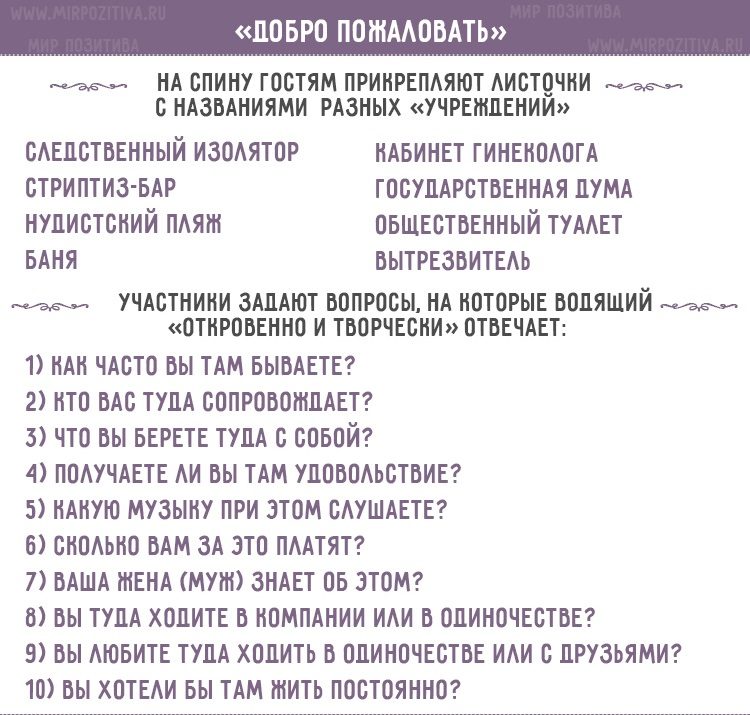 Игра для компании взрослых на день рождения