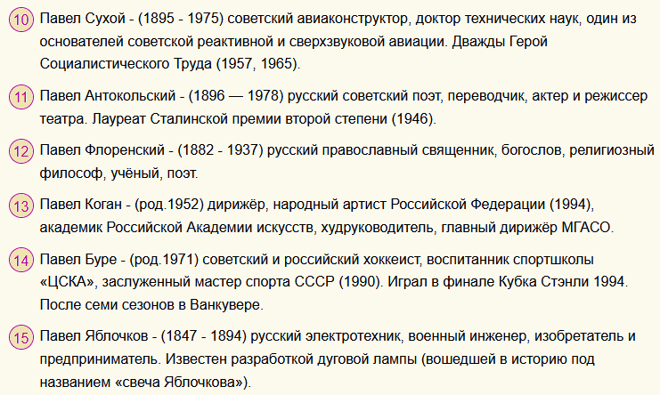 Известные люди, знаменитости с именем