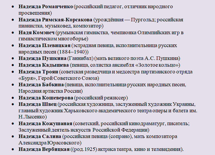 Известные люди, знаменитости с именем