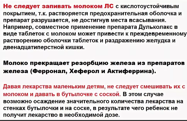 Почему нельзя лекарство запивать молоком
