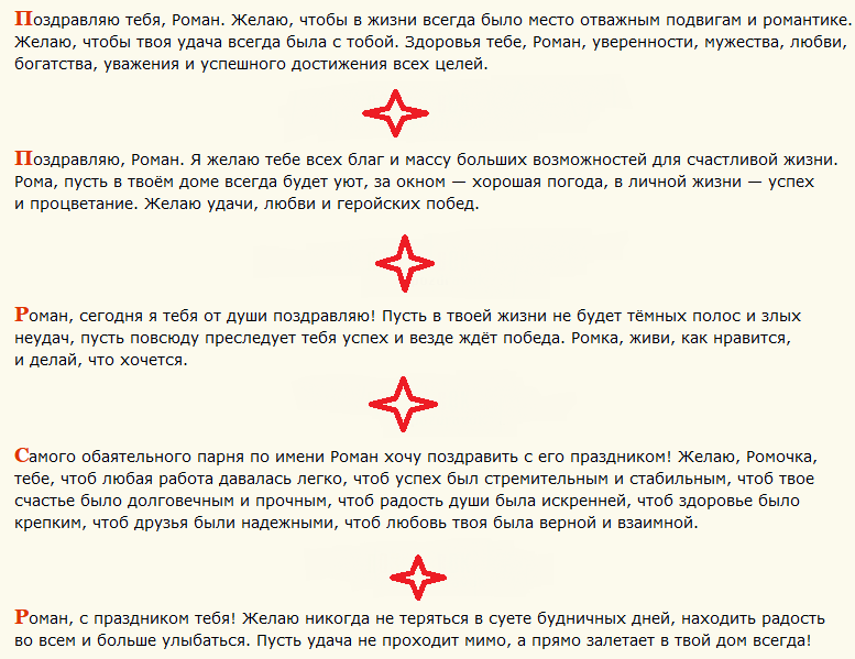 Поздравление с днем ангела романа