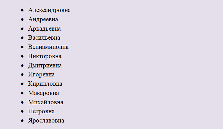 Отчества, которые подходят девочке к имени олеся