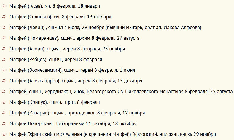 Святые покровители имени