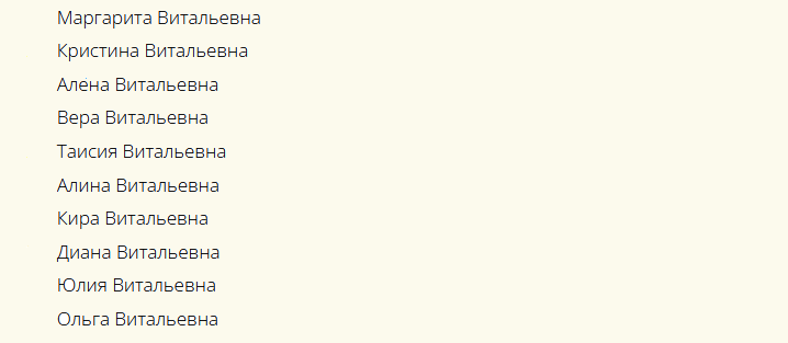 Имена, подходящие к отчеству