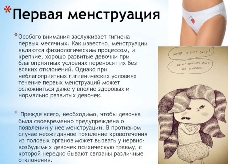 Первые месячные у девочки