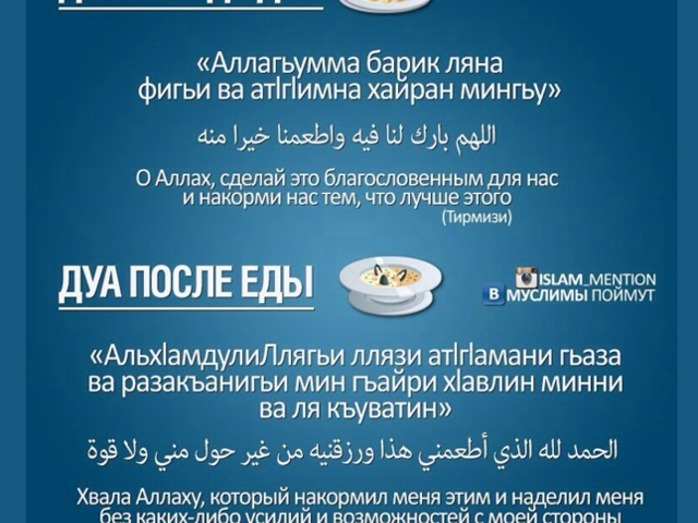 Что нужно сказать перед едой и после еды мусульманину?