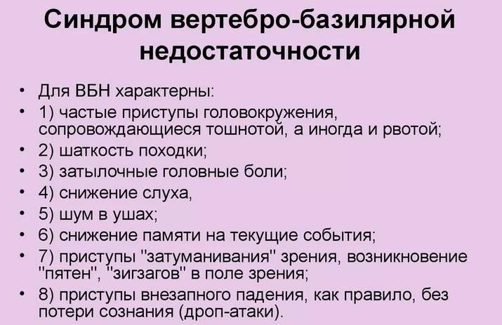 Синдром вертебро-базилярной недостаточности артерий