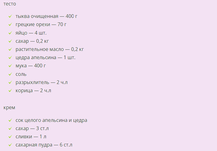 Продукты для торта