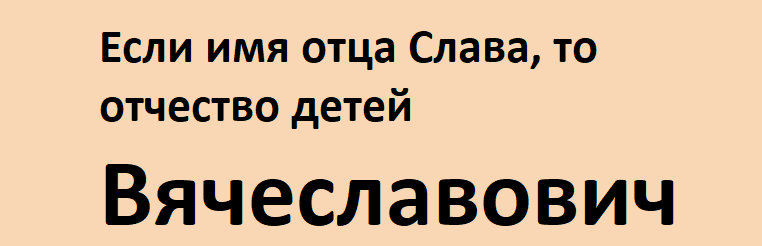 Если имя отца слава, то отчество у детей вячеславович и вячеславовна