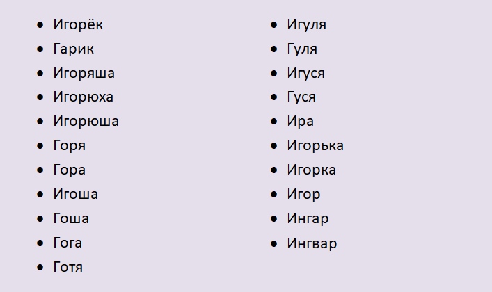 Имя игорь — красивые формы имени