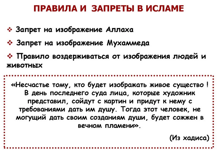 Ислам запрещает рисовать людей и животных