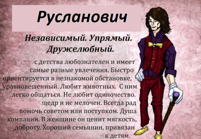 Значение отчества русланович для мальчика