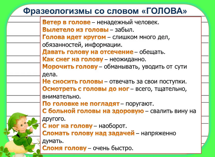 Фразеологизм со словом «голова»