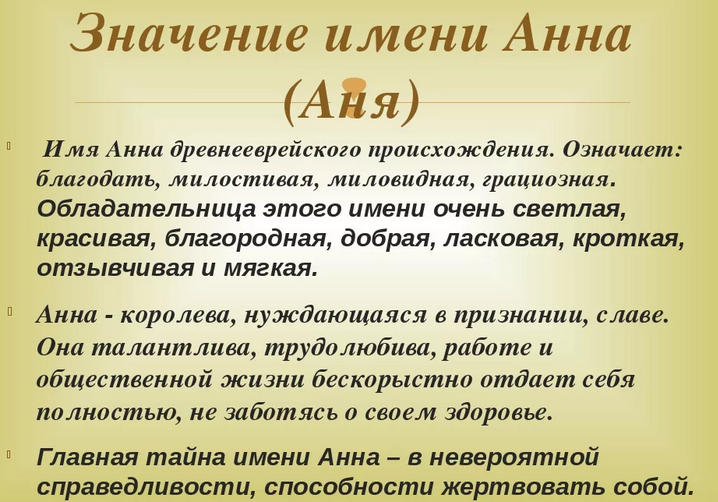 Имя анна, аня: значение