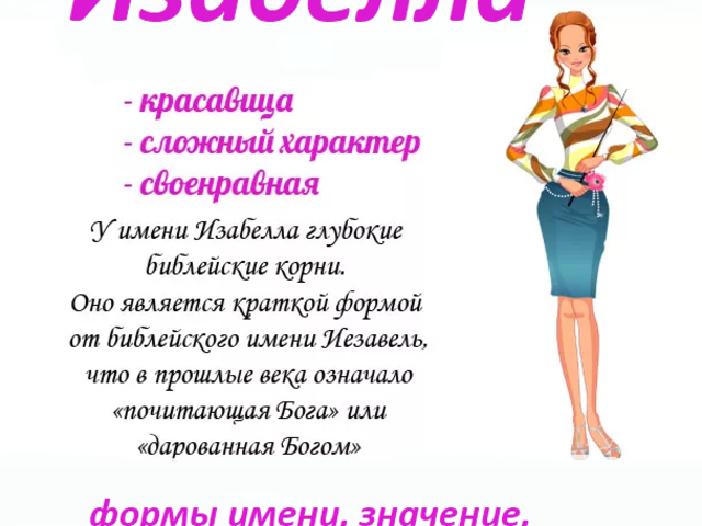 Женское имя Изабелла: варианты имени. Как можно называть Изабеллу по-другому?