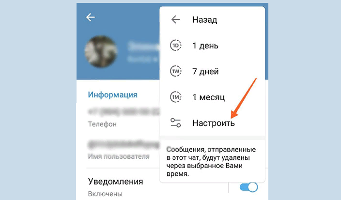 Настраиваем автоматически удаляемые сообщения в телеграмм