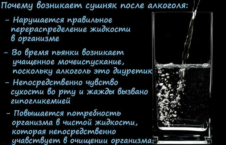 После алкоголя на утро хочется пить много воды