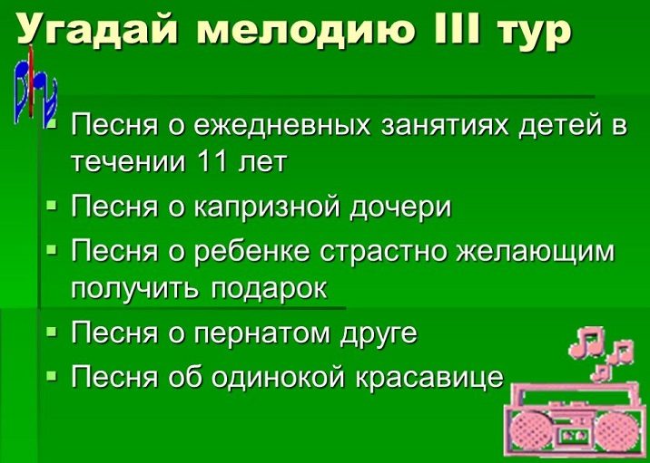 Категории для игры "угадай мелодию"