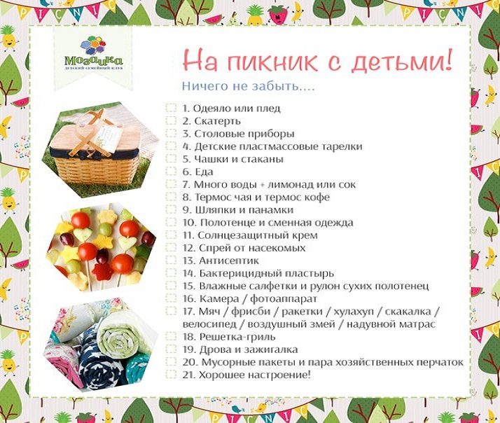 Список веще на пикник с детьми