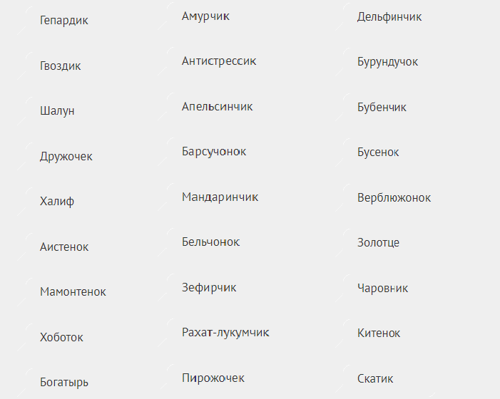 Так можно ласково называть сыновей непосед