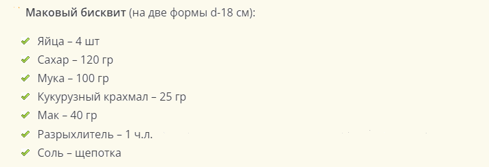 Ингредиенты для торта