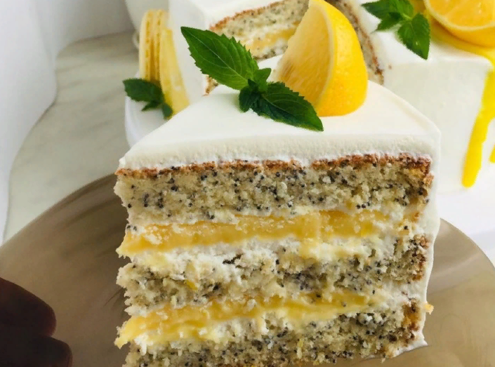 Вкуснейший лимонно-маковый торт с лимонным курдом