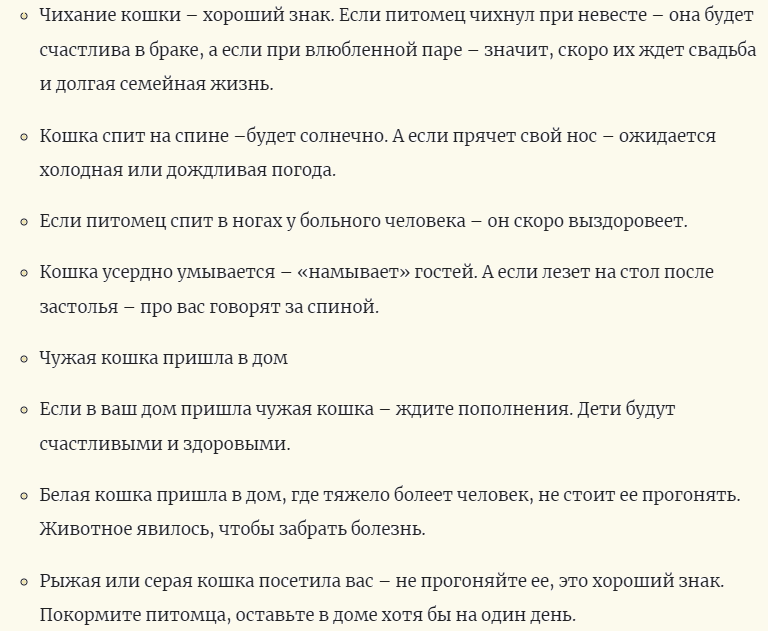 Приметы о кошках