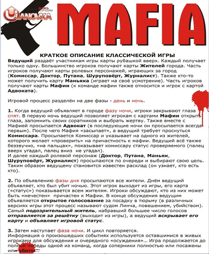 Краткое описание игры "мафия"