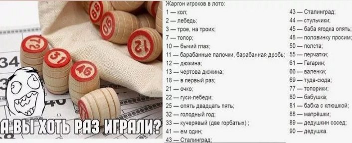 Название бочонков в лото