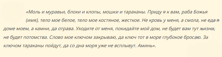 Слова заговора от тараканов