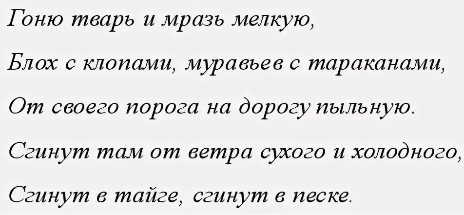 Слова заговора от тараканов
