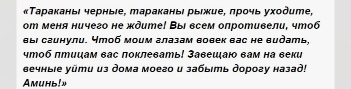 Слова заговора от тараканов