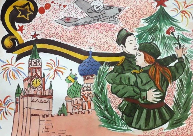 Рисунок солдату от школьника на новый год