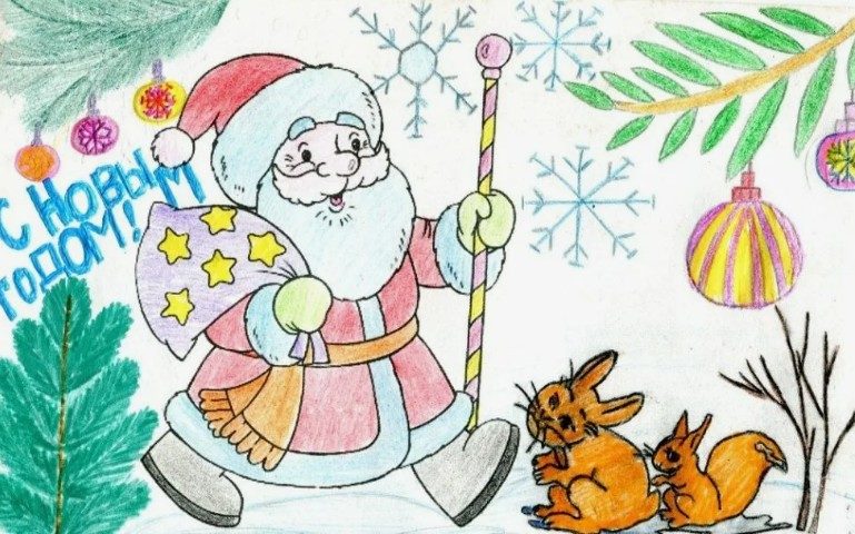 Рисунок на новый год вместо поделки