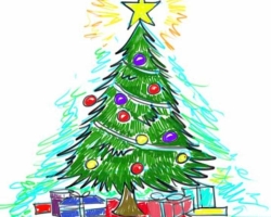 Hogyan rajzoljunk egy karácsonyfát a színpadon könnyedén és szépen ceruzával és festékekkel kezdőknek? Hogyan rajzoljunk egy karácsonyfát egy gyerekhez?