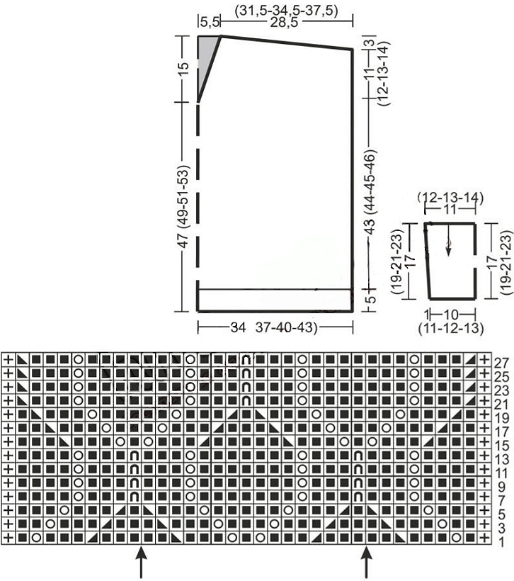 Scheme to a voluminous female sweater oversize with cotton knitting needles