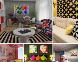 Pop Art Slog v notranjosti: Oblikovanje, opis, primeri oblikovanja stanovanj, hiše, sobe