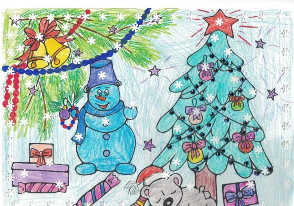 Festive picture drawn by a schoolboy