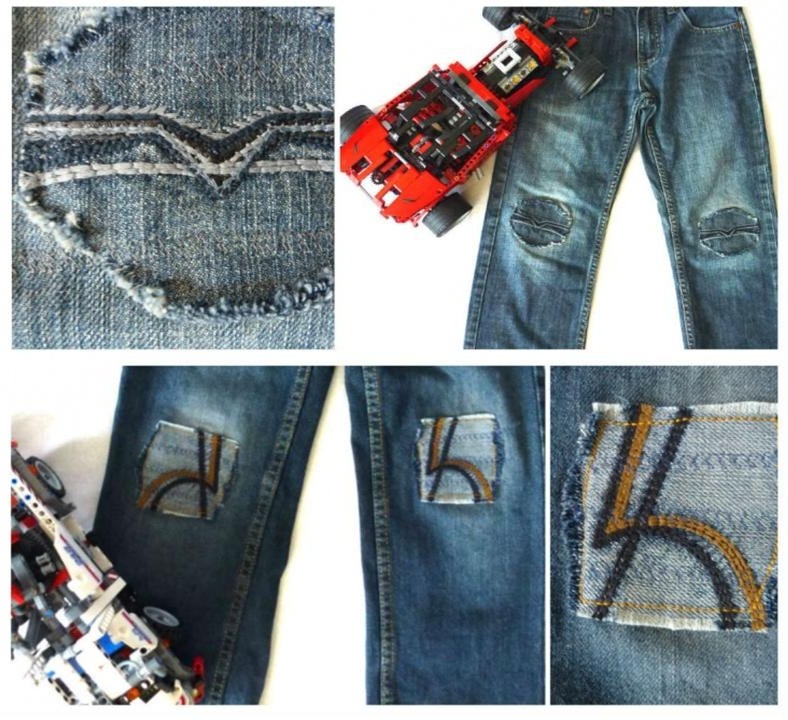 Interesting ideas for patches on children's jeans, option 21