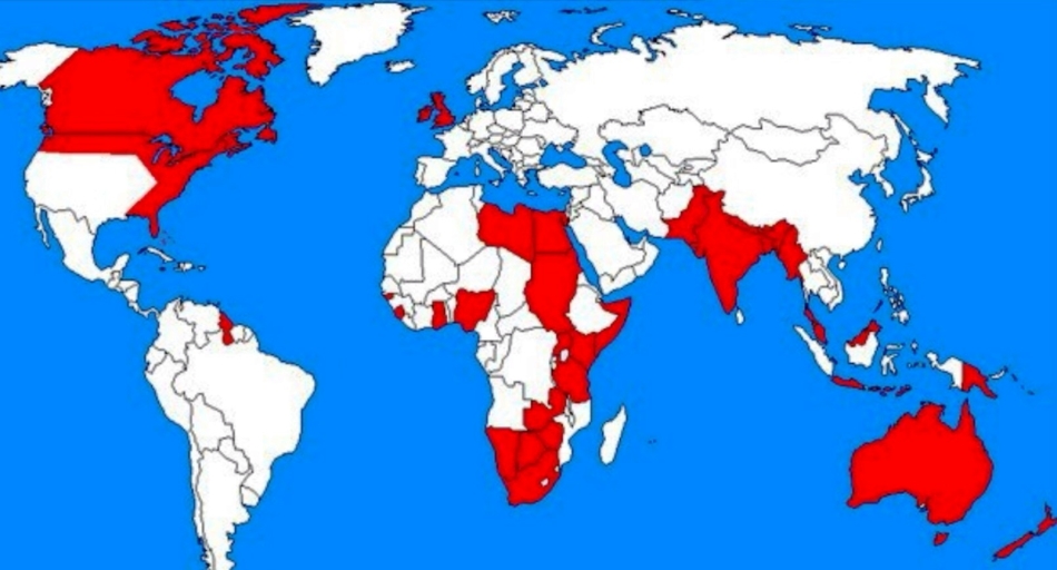 Бывшие колонии великобритании на карте мира