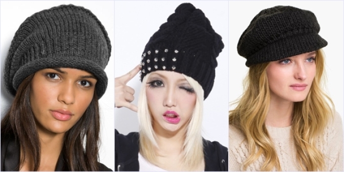Fashionable knitted, fur and felt caps for girls - original hats
